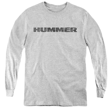 Athletic heather youth long sleeve t-shirt with Distressed Hummer Logo graphic