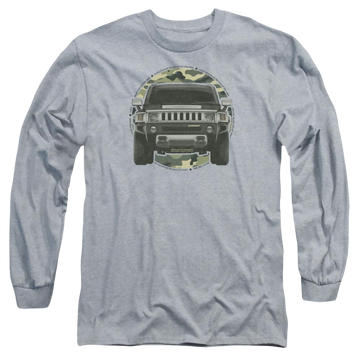 Athletic heather men's long sleeve t-shirt with Hummer Lead Or Follow graphic