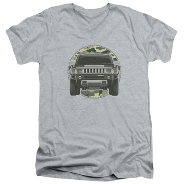 Athletic heather men's v-neck t-shirt with Hummer Lead Or Follow graphic