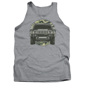 Athletic heather men's tank with Hummer Lead Or Follow graphic