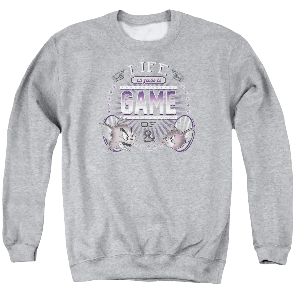 Tom and Jerry Life Is A Game Men's Crewneck Sweatshirt Men's Crewneck Sweatshirt Tom and Jerry
