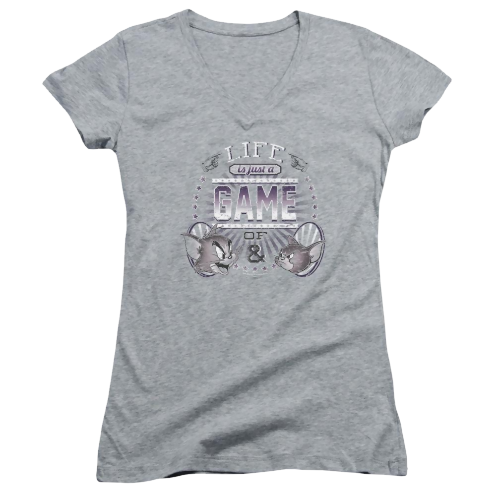 Tom and Jerry Life Is A Game Juniors V-Neck T-Shirt Juniors V-Neck T-Shirt Tom and Jerry