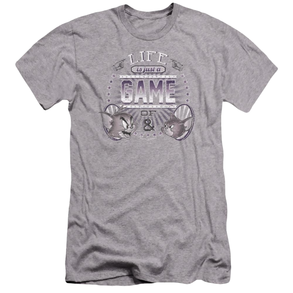 Tom And Jerry Life Is A Game Premium Adult Slim Fit T-Shirt Men's Premium Slim Fit T-Shirt Tom and Jerry