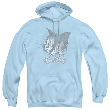 Light blue pullover hoodie with Tom and Jerry Classic Pals graphic