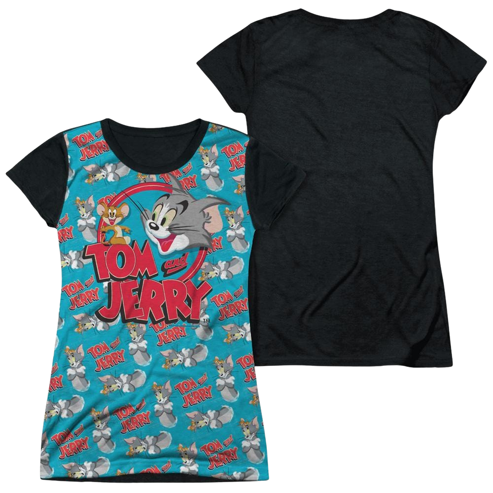 Tom and Jerry Double Trouble Juniors Black Back T-Shirt Juniors Black Back T-Shirt Tom and Jerry