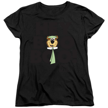 Black women's t-shirt with Yogi Bear Hey Boo Boo graphic