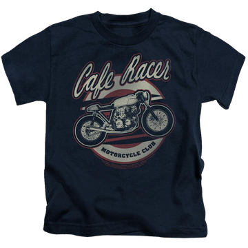 Navy kid's t-shirt for ages 4 to 7 with Honda Cafe Racer graphic