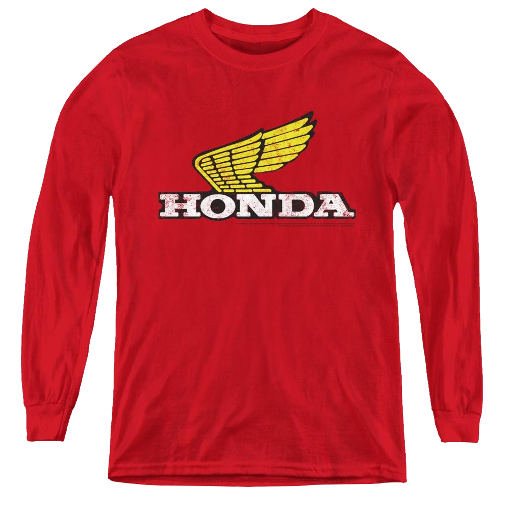 Honda Yellow Wing Logo - Youth Long Sleeve T-Shirt Youth Long Sleeve T-Shirt Honda
