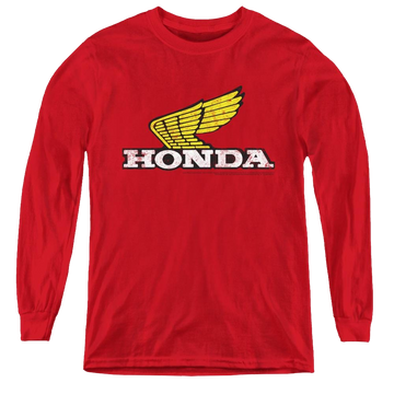 Honda Yellow Wing Logo - Youth Long Sleeve T-Shirt Youth Long Sleeve T-Shirt Honda