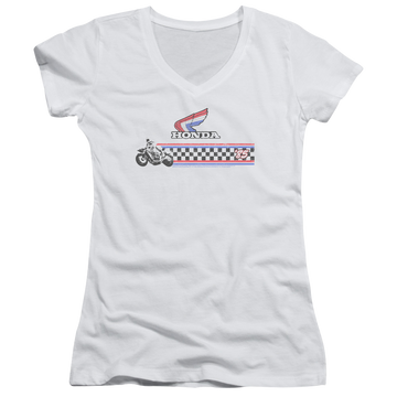 Honda 1985 Red White Blue - Juniors V-Neck T-Shirt Juniors V-Neck T-Shirt Honda