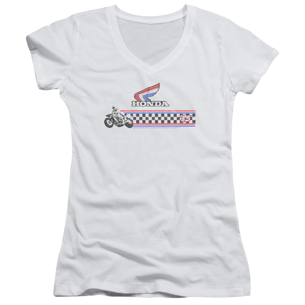 Honda 1985 Red White Blue - Juniors V-Neck T-Shirt Juniors V-Neck T-Shirt Honda