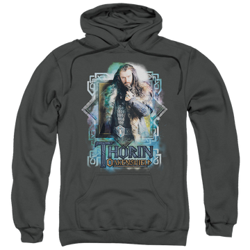 Charcoal pullover hoodie with The Hobbit Thorin Oakenshield graphic
