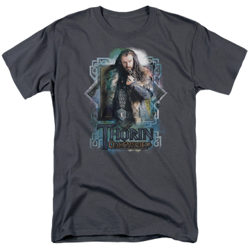 Charcoal men's regular fit t-shirt with The Hobbit Thorin Oakenshield graphic