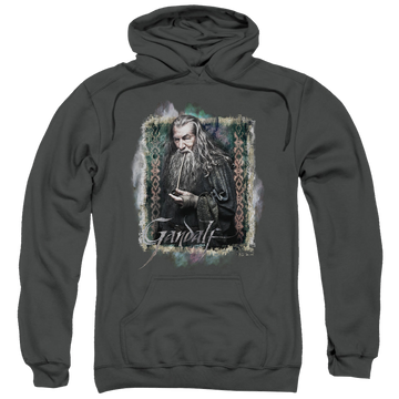 Charcoal pullover hoodie with The Hobbit Gandalf graphic