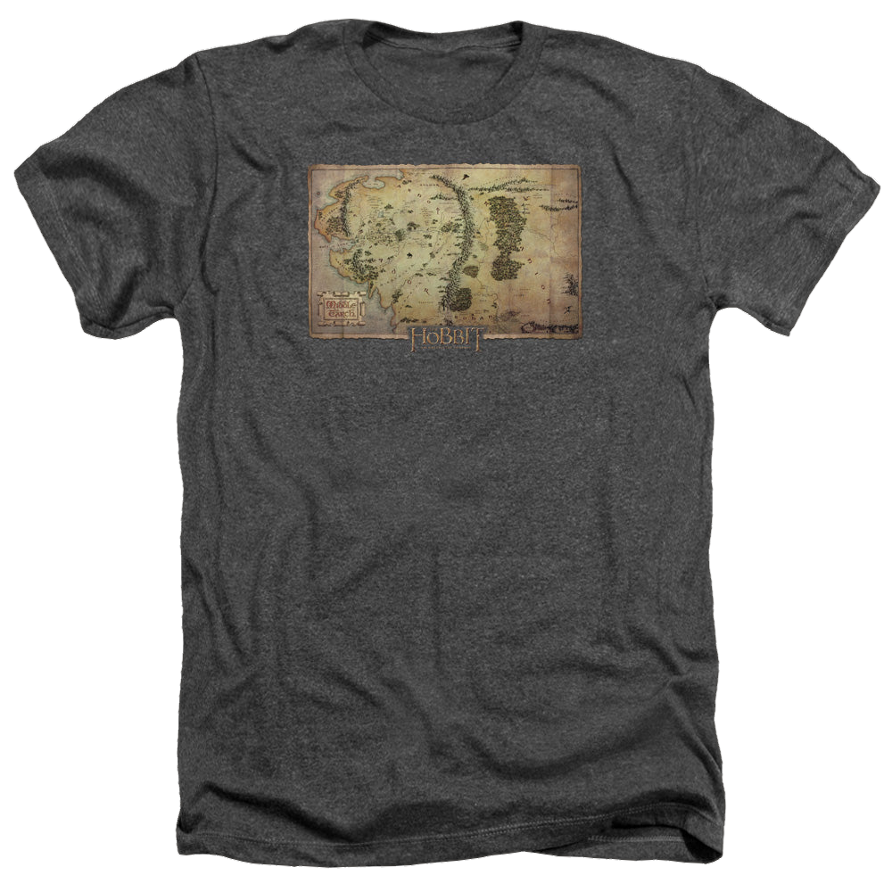Hobbit Movie Trilogy, The Middle Earth Map - Men's Heather T-Shirt Men's Heather T-Shirt The Hobbit