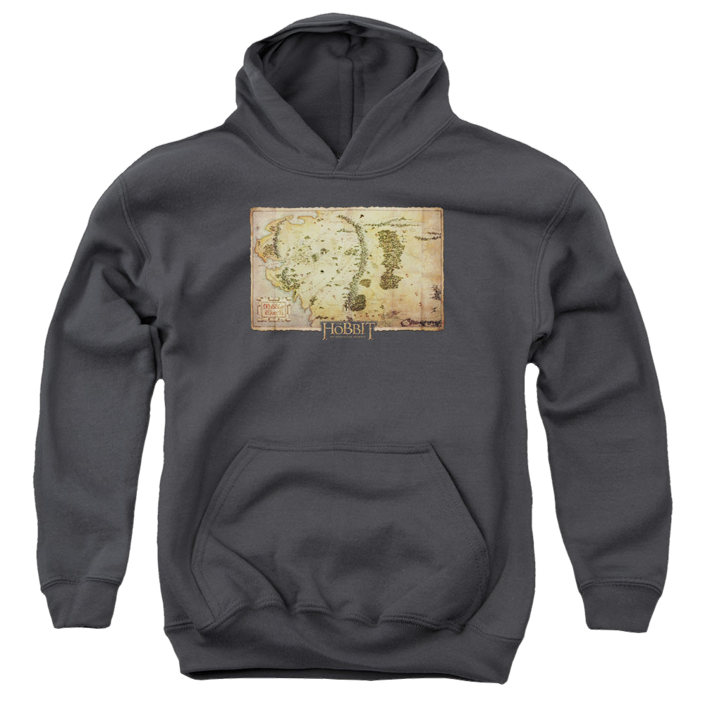 Hobbit Movie Trilogy, The Middle Earth Map - Youth Hoodie Youth Hoodie (Ages 8-12) The Hobbit
