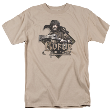 Sand men's regular fit t-shirt with The Hobbit Bofur graphic