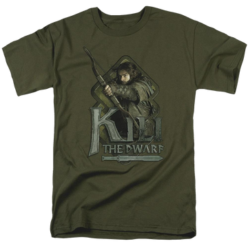 Military green men's regular fit t-shirt with The Hobbit Kili graphic