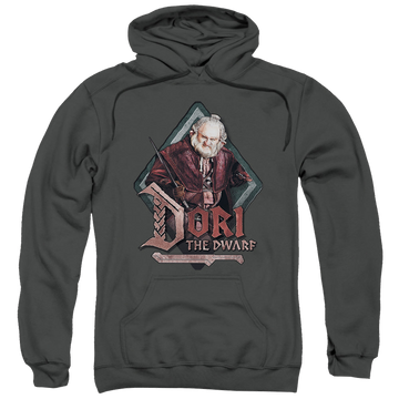Charcoal pullover hoodie with The Hobbit Dori graphic