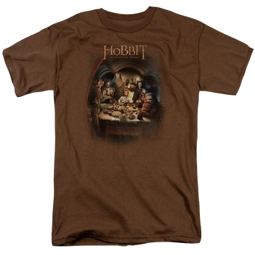 Coffee men's regular fit t-shirt with The Hobbit Feast graphic