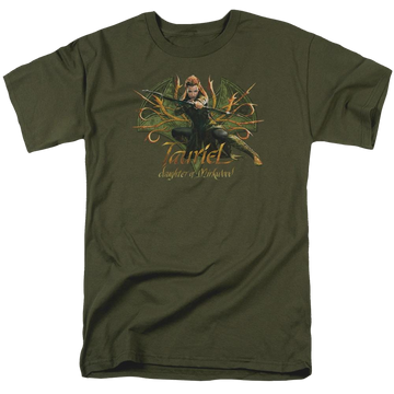 Military green men's regular fit t-shirt with The Hobbit Tauriel graphic