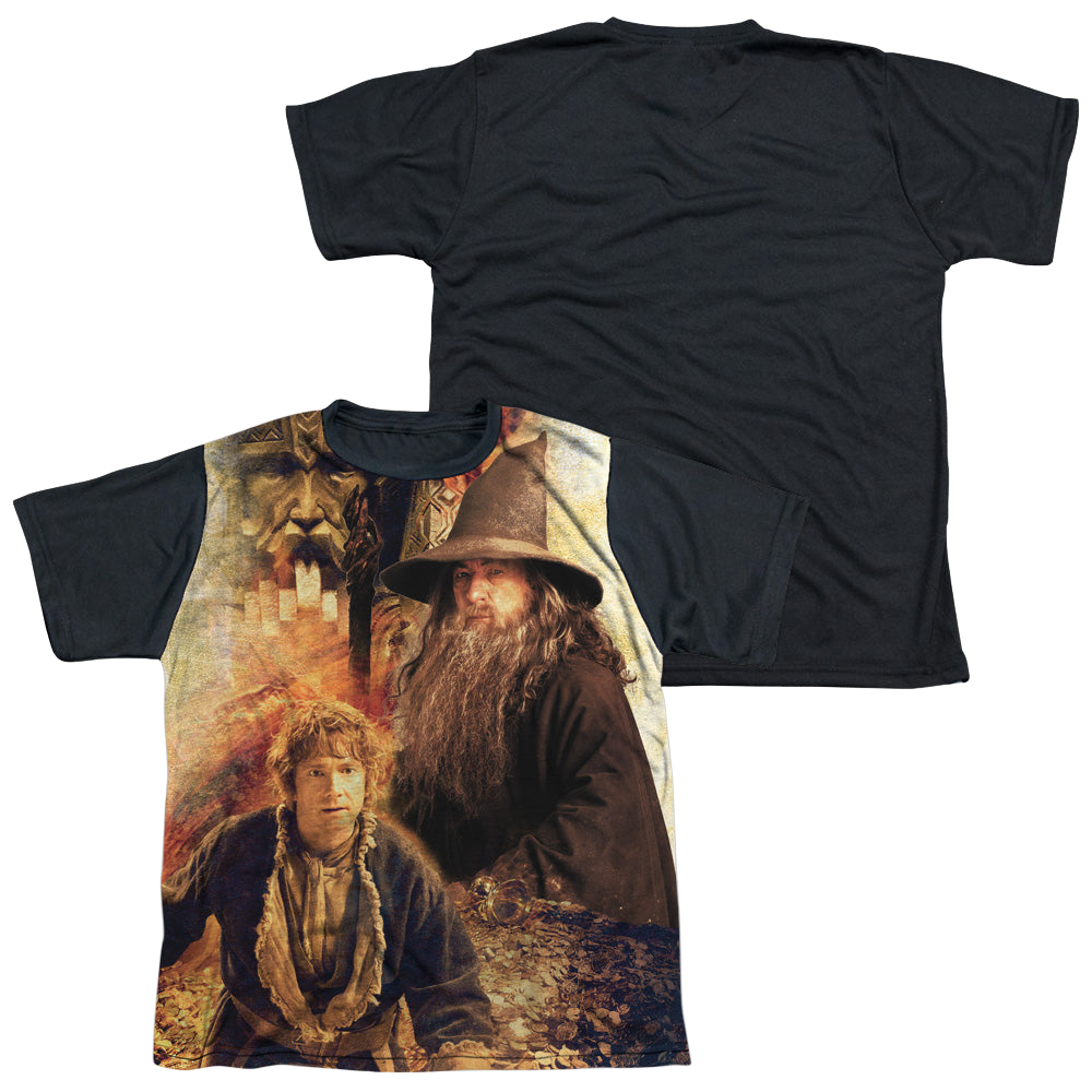 Hobbit Movie Trilogy, The Bilbo And Gandalf - Youth Black Back T-Shirt Youth Black Back T-Shirt (Ages 8-12) The Hobbit