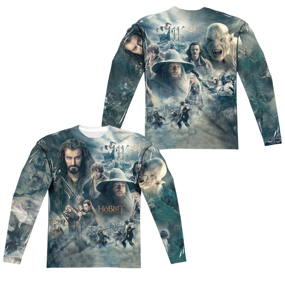 Hobbit Movie Trilogy, The Epic Poster (Front/Back Print) - Men's All-Over Print Long Sleeve Men's All-Over Print Long Sleeve The Hobbit