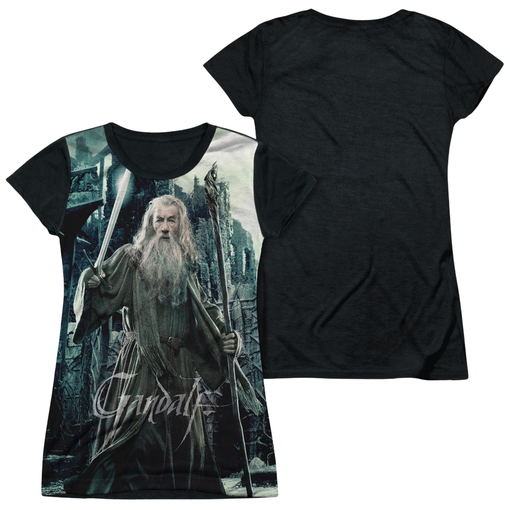 Hobbit Movie Trilogy, The Wizard - Juniors Black Back T-Shirt Juniors Black Back T-Shirt The Hobbit