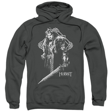 Charcoal pullover hoodie with The Hobbit King Thorin graphic
