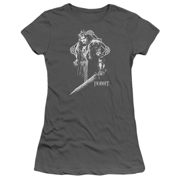 Charcoal juniors t-shirt with The Hobbit King Thorin graphic