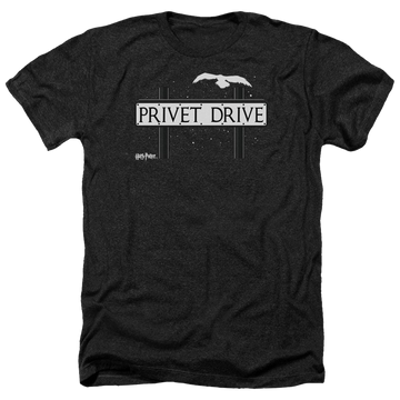 Charcoal men's heather t-shirt with Harry Potter Privet Drive graphic