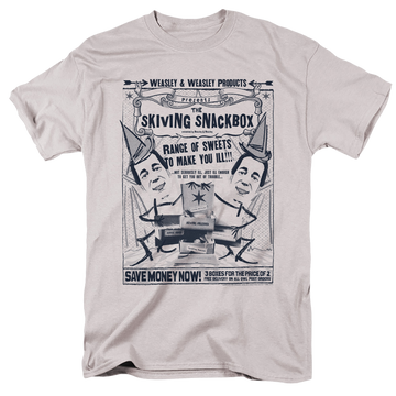 Silver men's regular fit t-shirt with Harry Potter Skiving Snackbox graphic