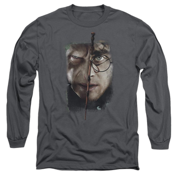 Charcoal men's long sleeve t-shirt with Harry Potter It All Ends Here graphic