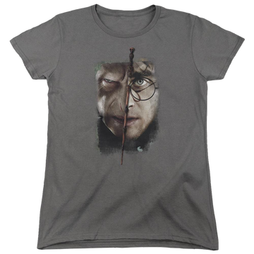 Charcoal women's t-shirt with Harry Potter It All Ends Here graphic