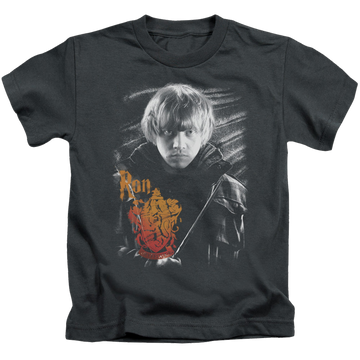 Charcoal kid's t-shirt for ages 4 to 7 with Harry Potter Ron Portrait graphic