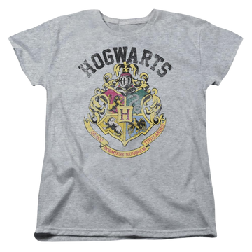 Athletic heather women's t-shirt with Harry Potter Hogwarts Crest graphic
