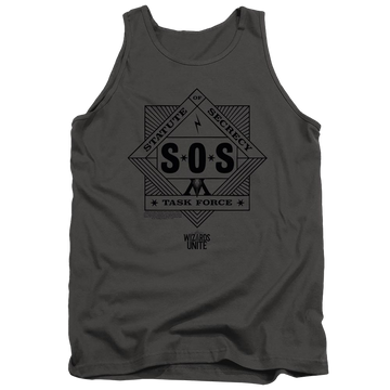Charcoal men's tank with Harry Potter Sos Task Force graphic
