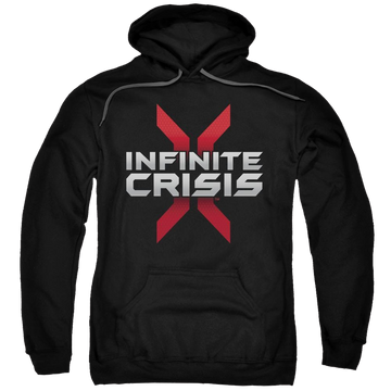Black pullover hoodie with Infinite Crisis Logo graphic