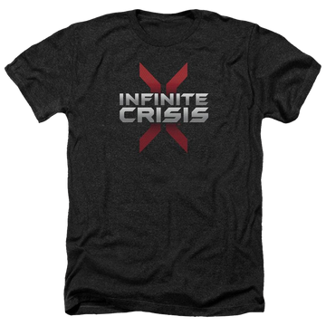 Charcoal men's heather t-shirt with Infinite Crisis Logo graphic