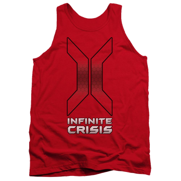 Red men's tank with Infinite Crisis Title graphic