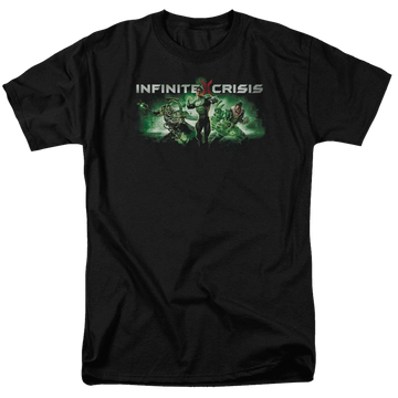 Black men's regular fit t-shirt with Infinite Crisis Ic Green graphic