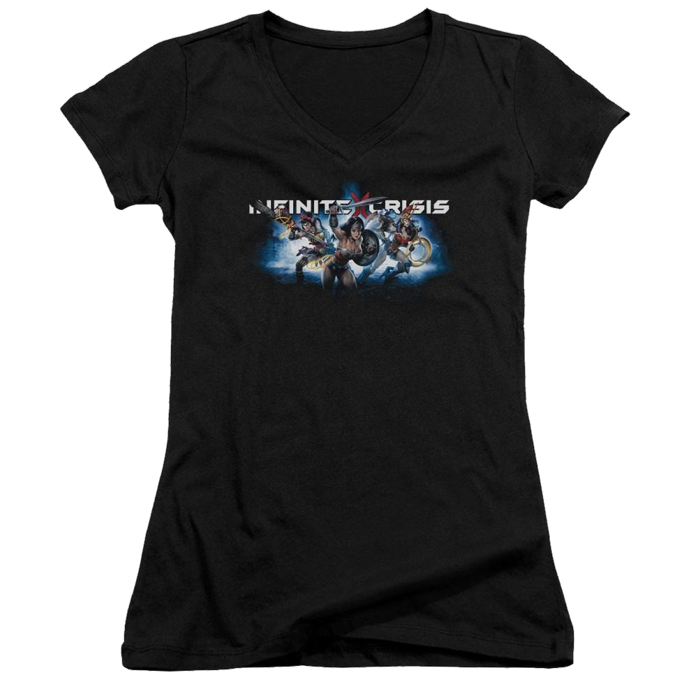 Infinite Crisis Ic Blue Juniors V-Neck T-Shirt Juniors V-Neck T-Shirt Infinite Crisis