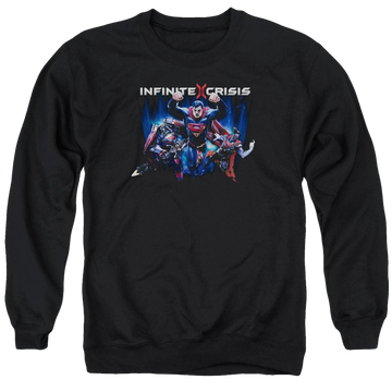 Black men's crewneck sweatshirt with Infinite Crisis Ic Super graphic