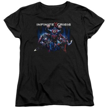 Black women's t-shirt with Infinite Crisis Ic Super graphic