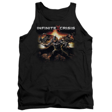 Black men's tank with Infinite Crisis Batmen graphic