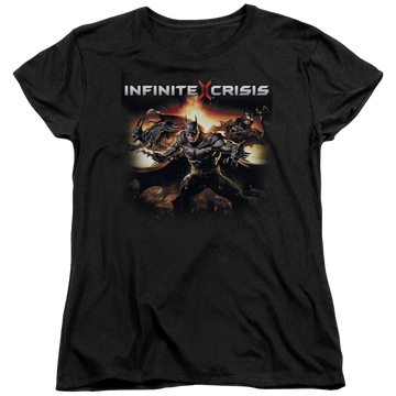 Black women's t-shirt with Infinite Crisis Batmen graphic