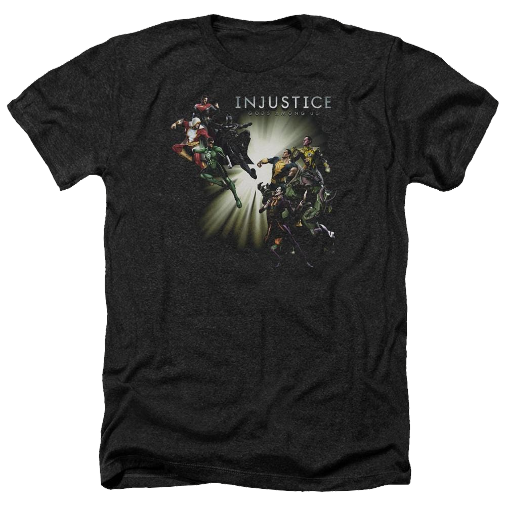 Injustice Gods Among Us Good Vs Evils Men's Heather T-Shirt Men's Heather T-Shirt Injustice Gods Among Us