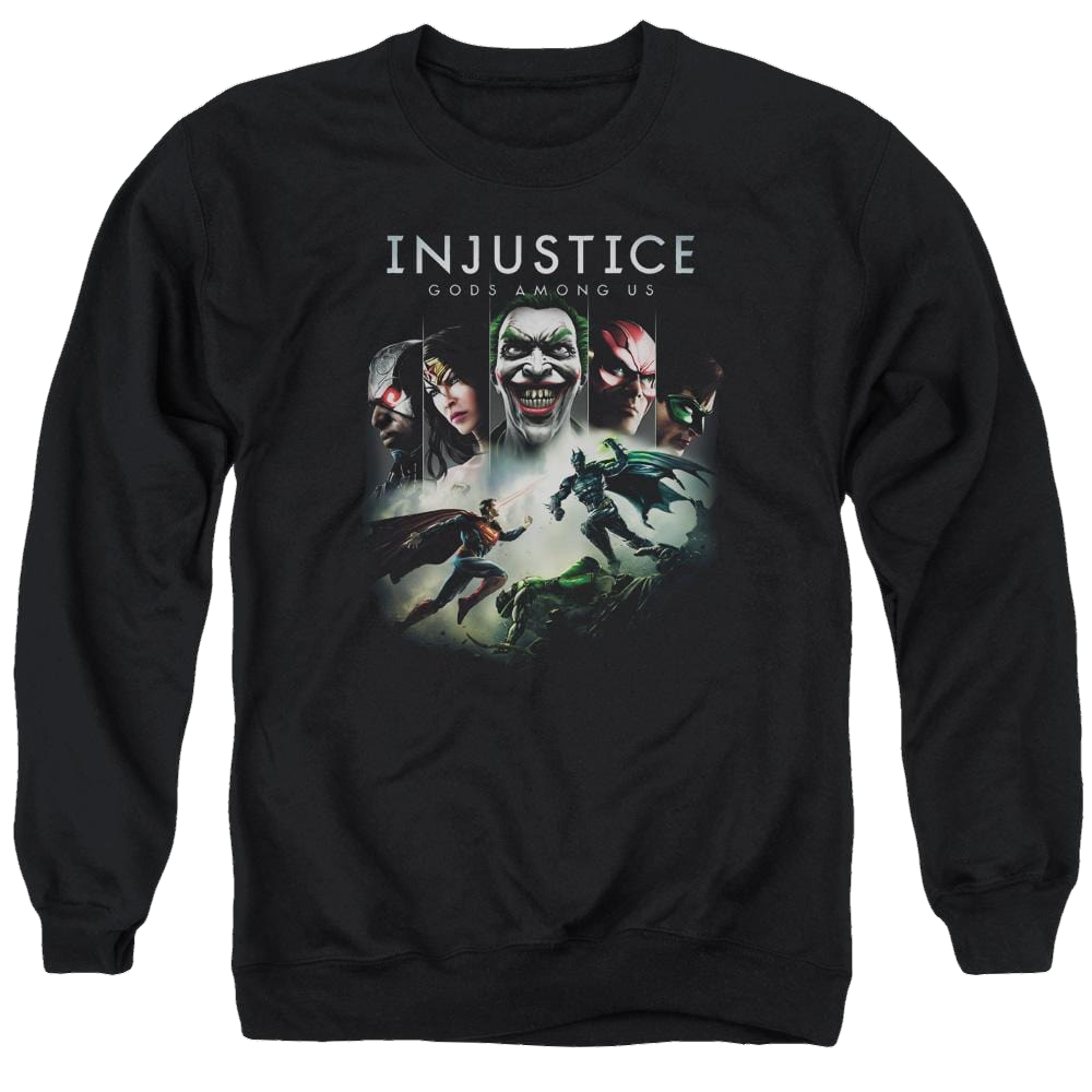 Injustice Gods Among Us Key Art Men's Crewneck Sweatshirt Men's Crewneck Sweatshirt Injustice Gods Among Us