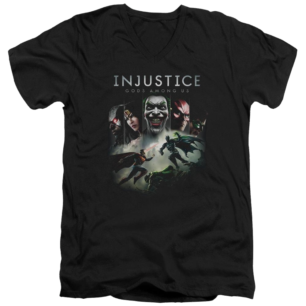 Injustice Gods Among Us Key Art Men's V-Neck T-Shirt Men's V-Neck T-Shirt Injustice Gods Among Us