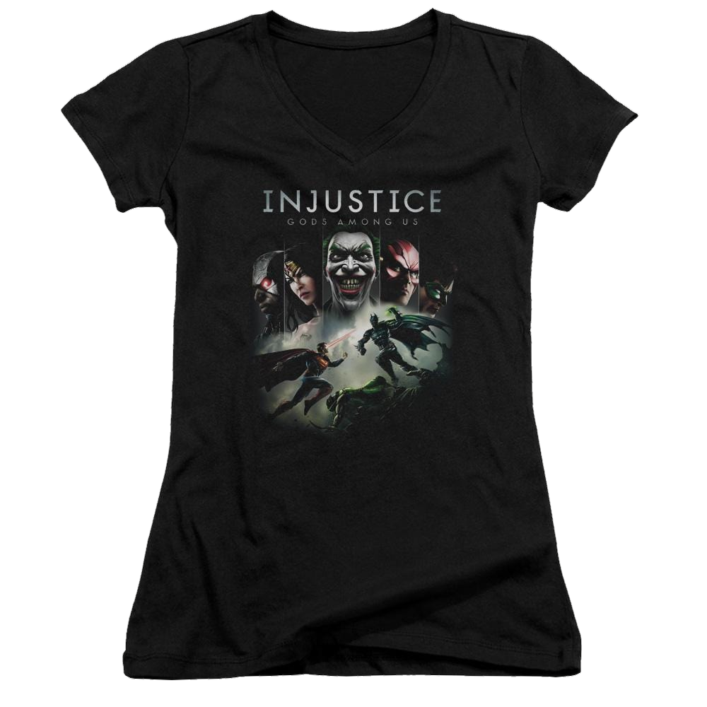 Injustice Gods Among Us Key Art Juniors V-Neck T-Shirt Juniors V-Neck T-Shirt Injustice Gods Among Us